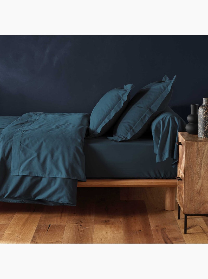 Drap housse en coton Line Bleu - Kiabi