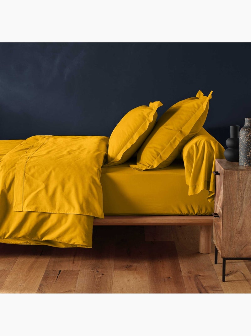 Drap housse en coton Line Jaune - Kiabi