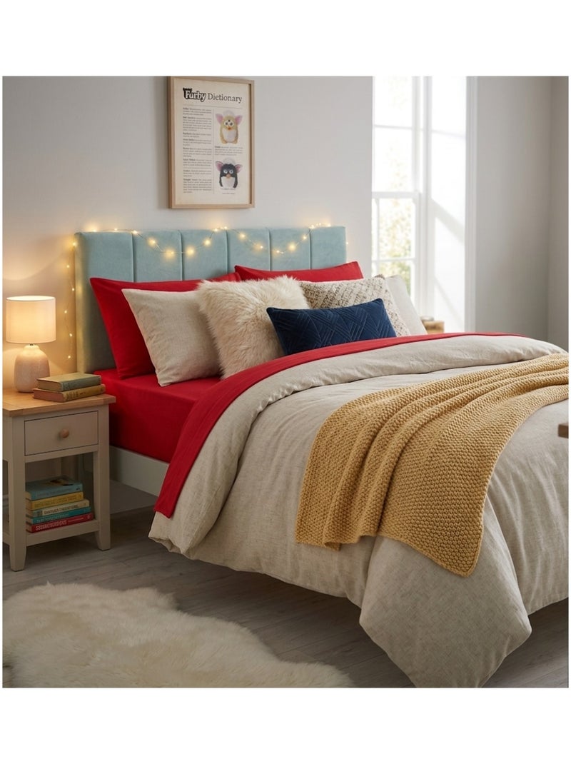 Drap housse en coton Line Rouge - Kiabi