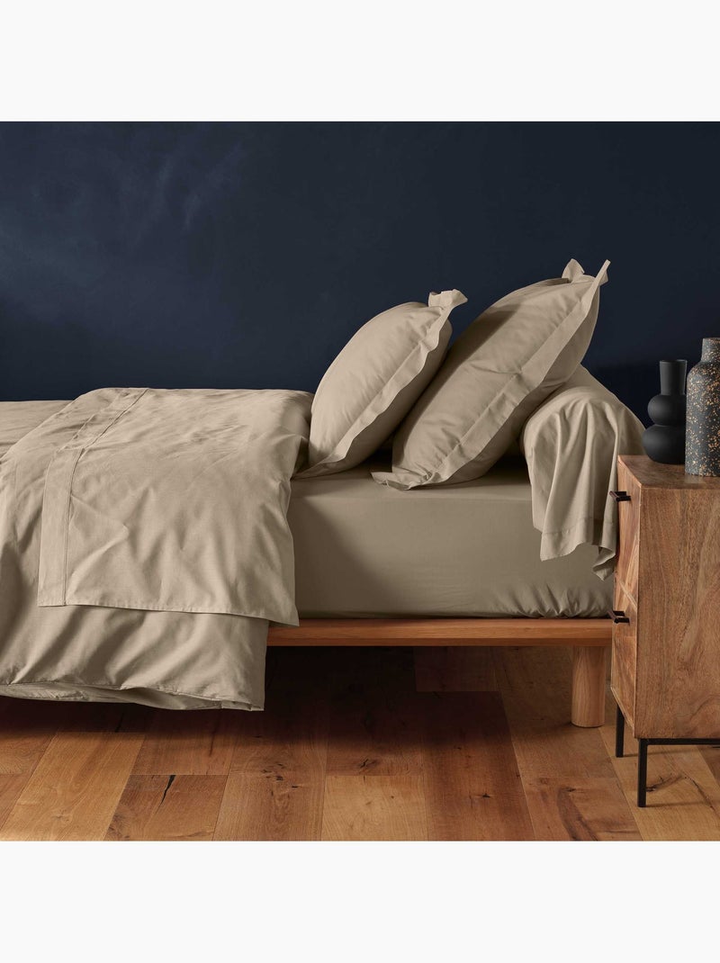 Drap housse en coton line Sable - Kiabi