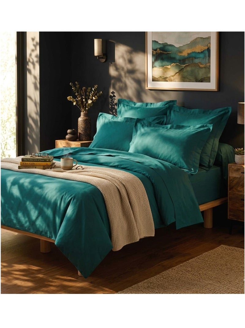 Drap housse en coton Line Vert émeraude - Kiabi