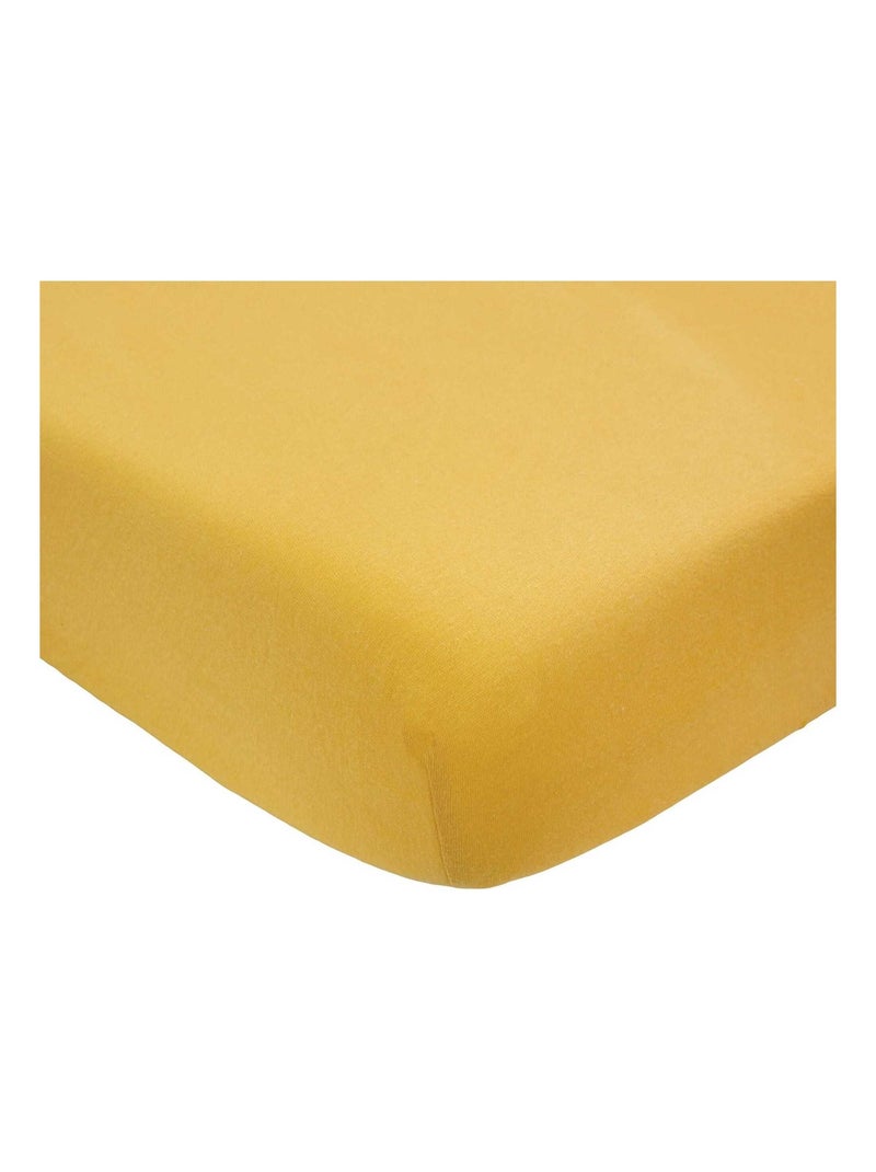 Drap housse en coton moutarde (70 x 140 cm) Jaune - Kiabi