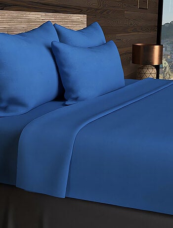 Drap housse en coton uni 57 Fils/cm2 par SOLEIL D'OCRE bleu marine