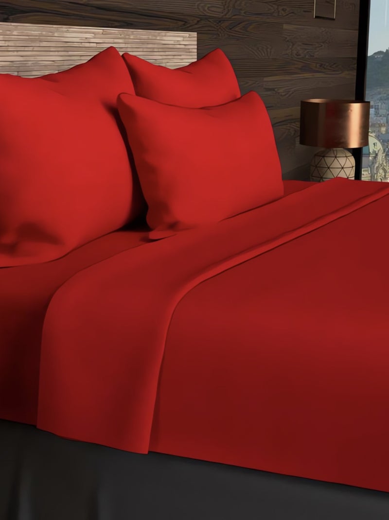 Drap housse en coton uni 57 Fils/cm2 par SOLEIL D'OCRE Rouge - Kiabi