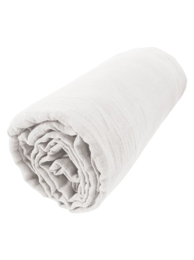 Drap housse en double Gaze de coton Blanc - Kiabi