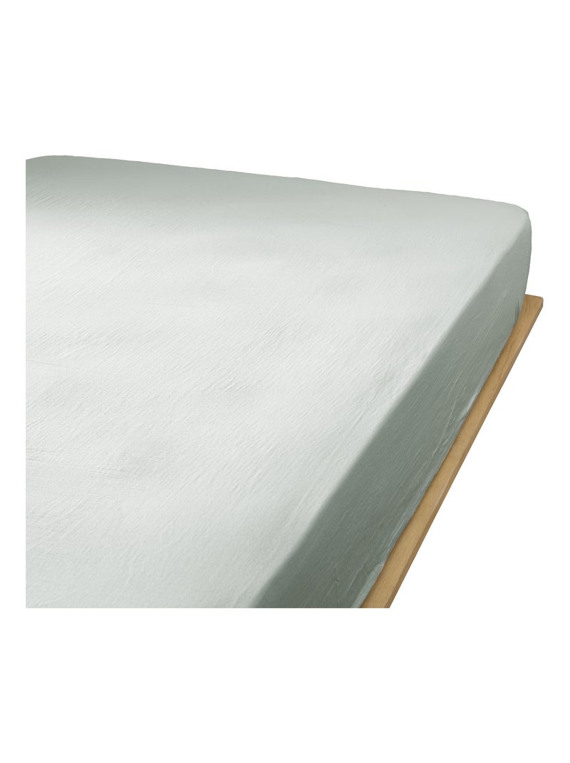 Drap housse en double Gaze de coton Bleu clair - Kiabi
