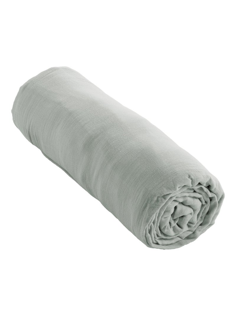 Drap housse en double Gaze de coton Bleu clair - Kiabi