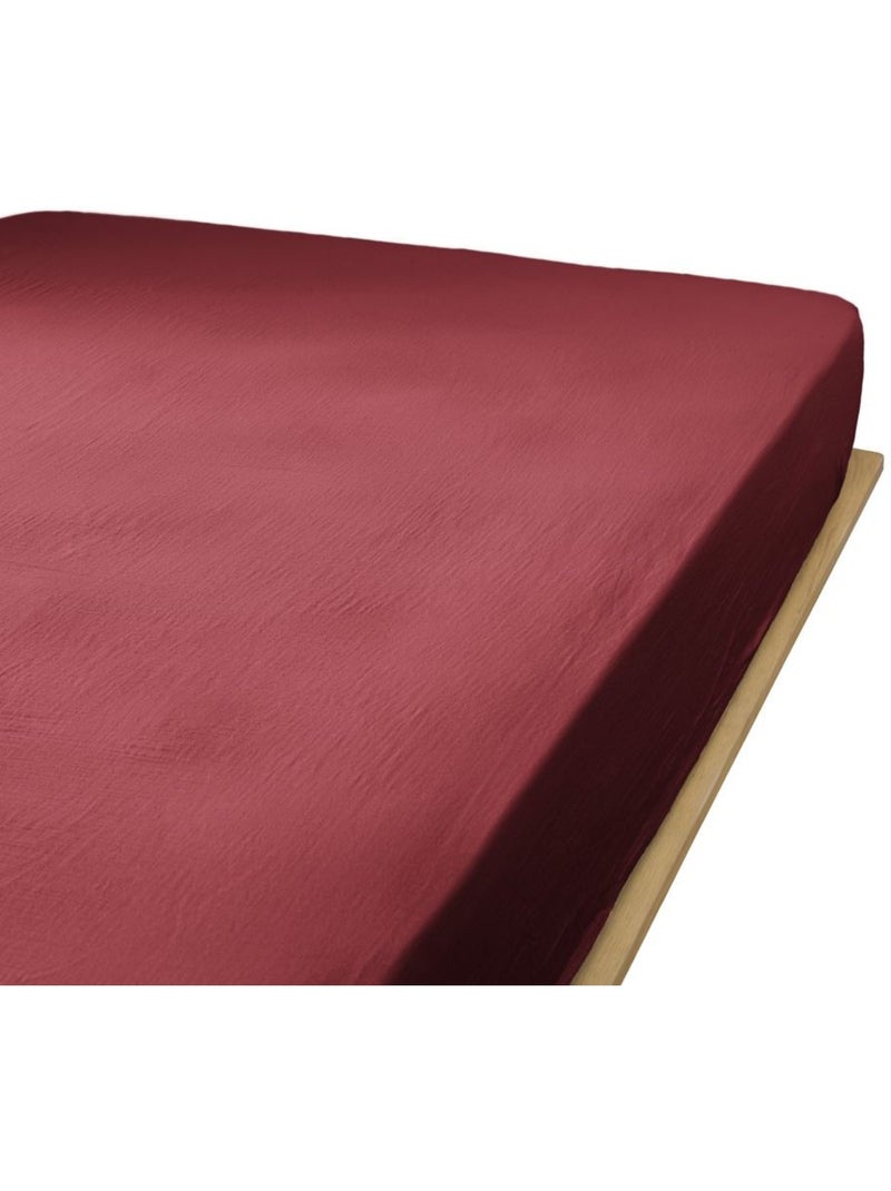 Drap housse en double Gaze de coton Bordeaux - Kiabi