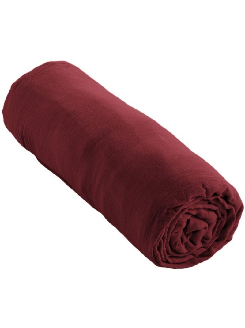 Drap housse en double Gaze de coton Bordeaux - Kiabi