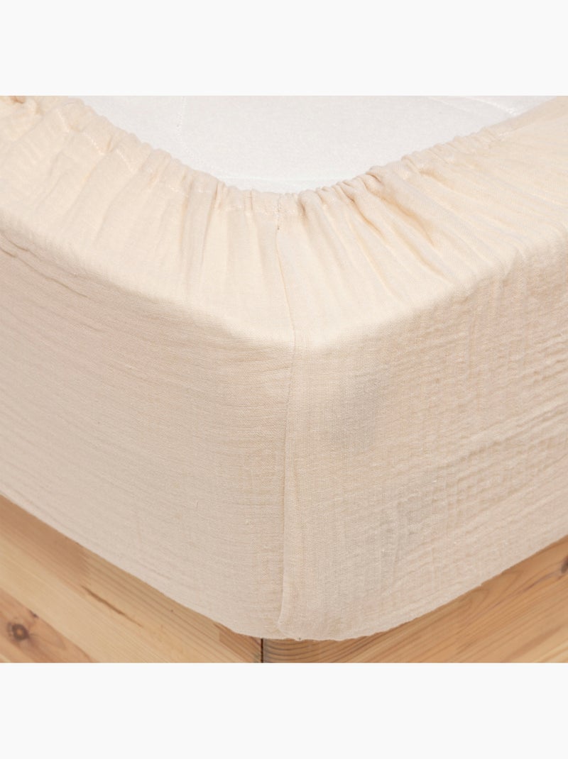 Drap-housse en double gaze de coton FLORA Lin - Kiabi