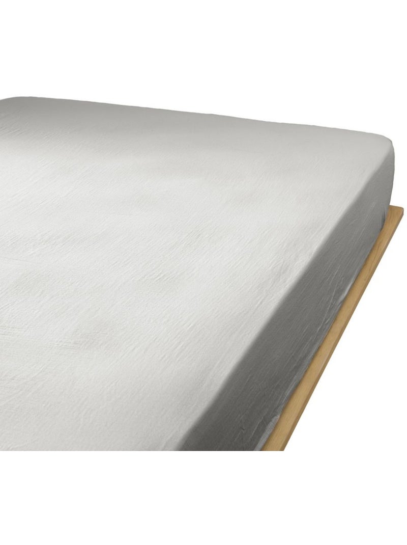 Drap housse en double Gaze de coton Gris clair - Kiabi