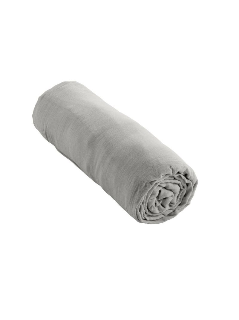 Drap housse en double Gaze de coton Gris clair - Kiabi