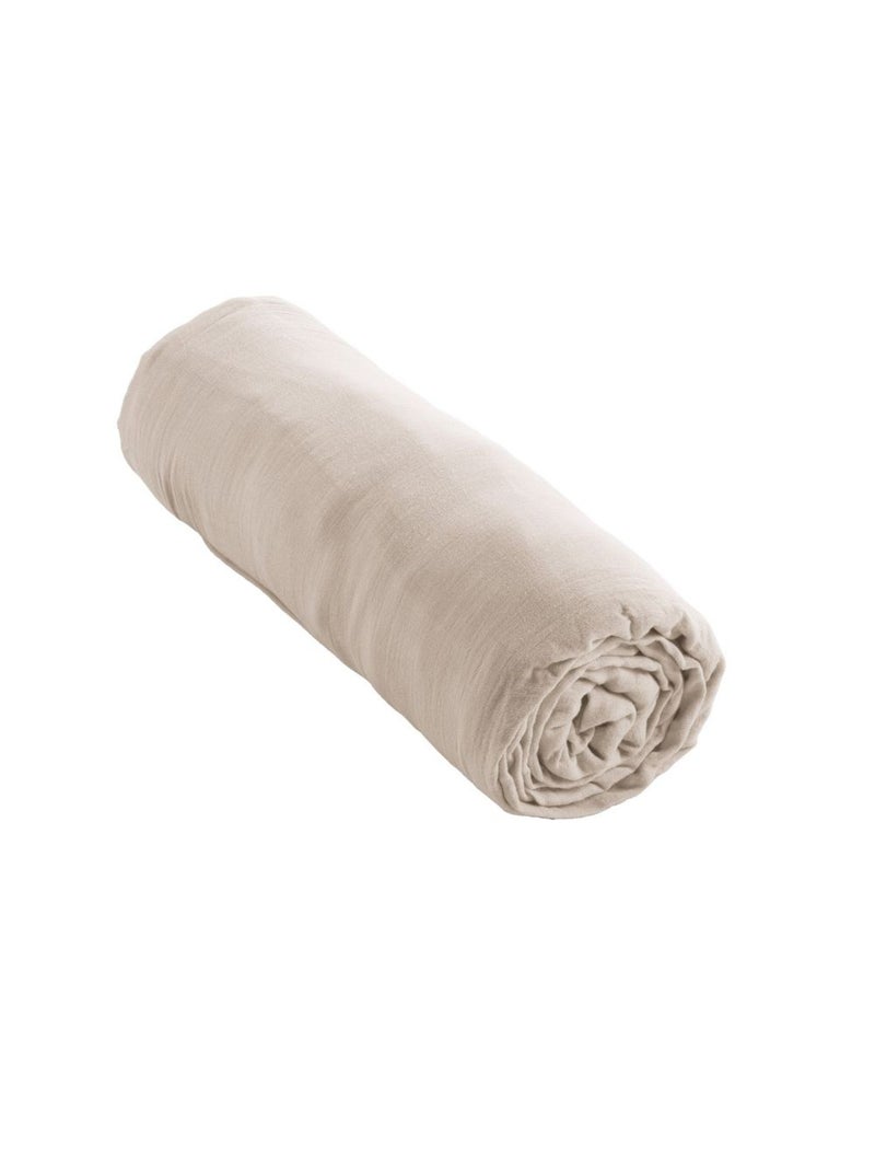 Drap housse en double Gaze de coton Marron clair - Kiabi
