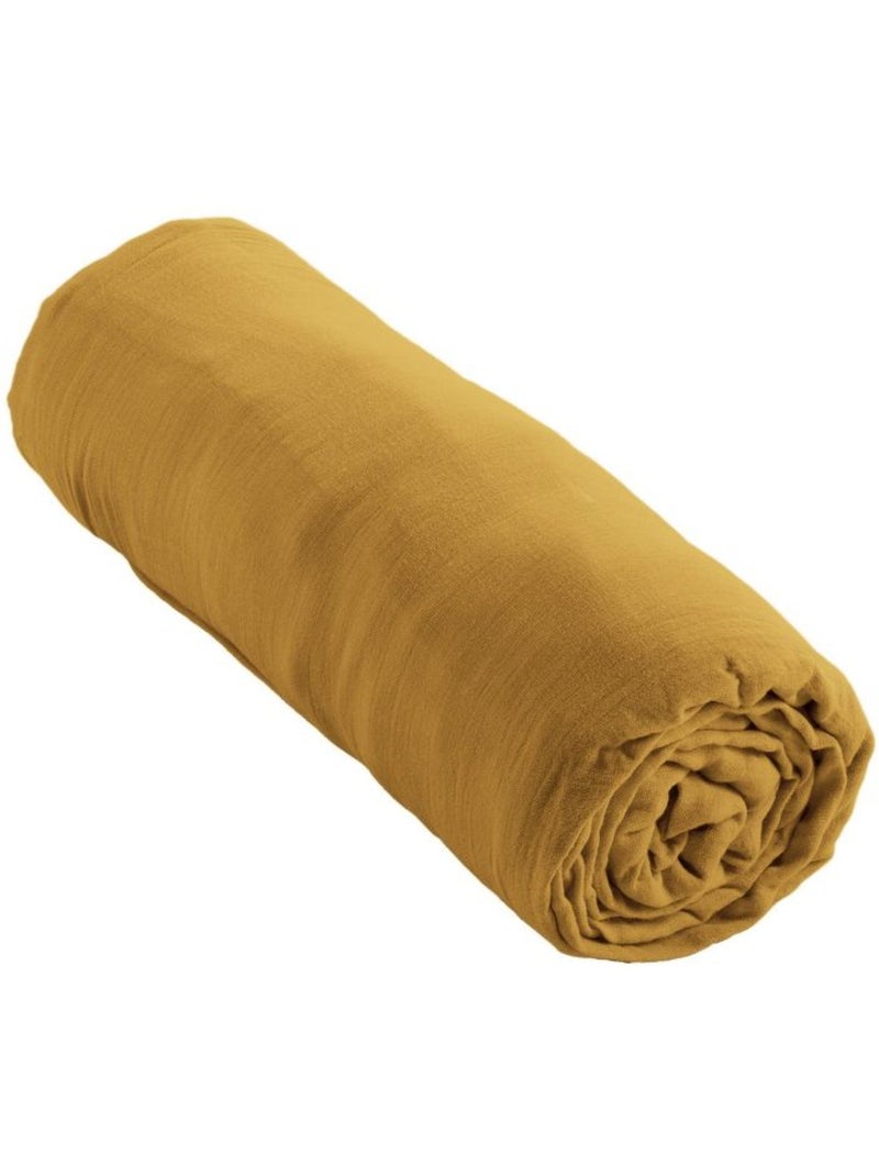 Drap housse en double Gaze de coton Safran - Kiabi