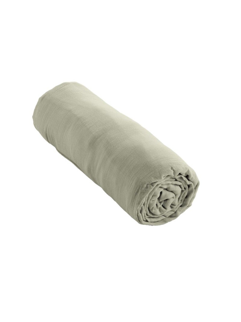 Drap housse en double Gaze de coton Vert clair - Kiabi