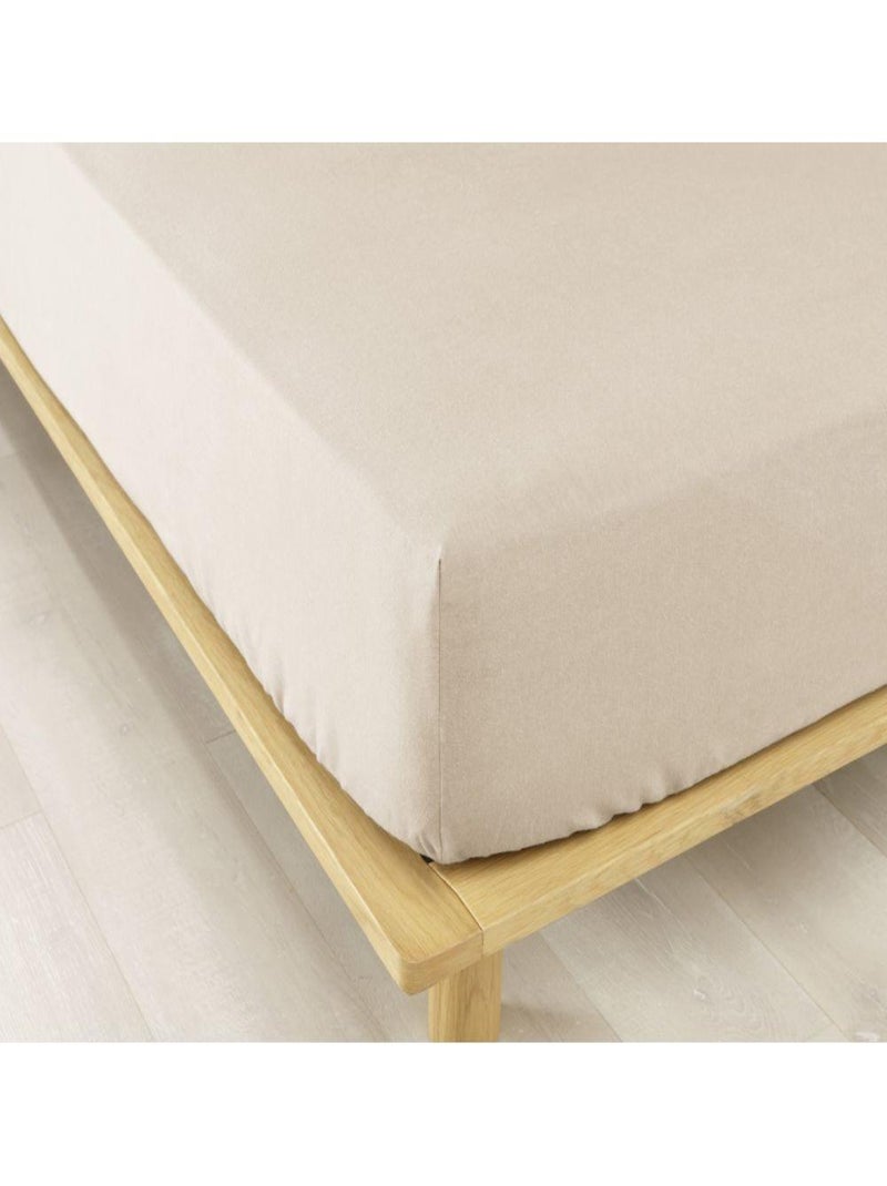 Drap housse en Flanelle de Coton Beige - Kiabi