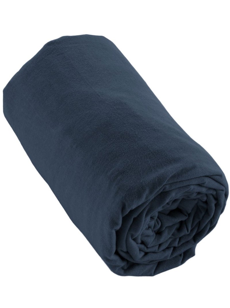 Drap housse en Flanelle de Coton Bleu nuit - Kiabi