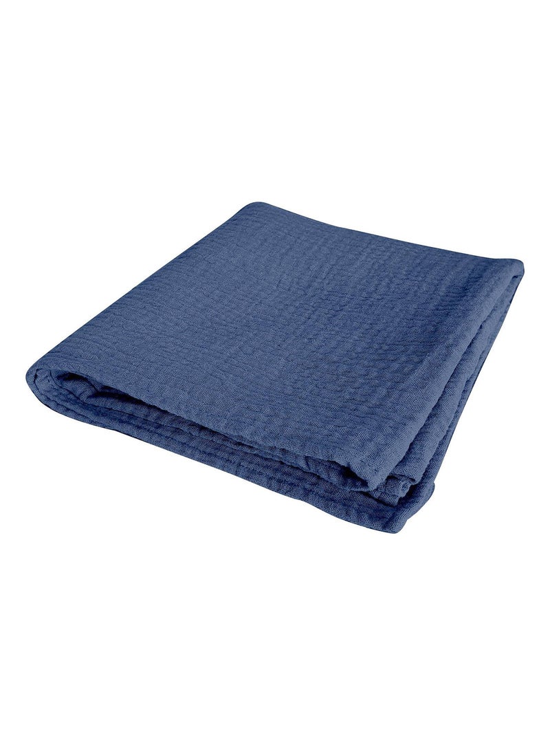 Drap Housse en Gaze Coton tendance uni bebe Bleu - Kiabi