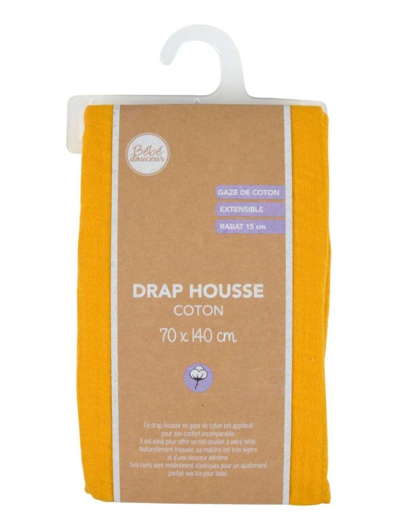 Drap housse en gaze de coton - 100% Coton Jaune - Kiabi