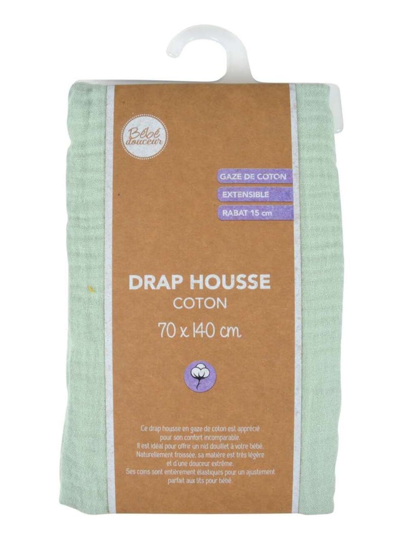 Drap housse en gaze de coton - 100% Coton Vert - Kiabi