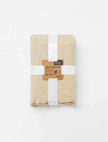 Drap housse en gaze de coton (160 x 200 cm) - Kiabi Home