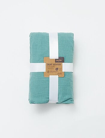 Drap housse en gaze de coton (160 x 200 cm) - Kiabi Home