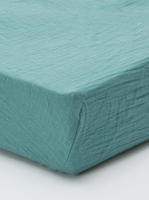 Drap housse en gaze de coton (160 x 200 cm) - Kiabi Home - Kiabi Drap housse en gaze de coton (160 x 200 cm) - Kiabi Home - Kiabi