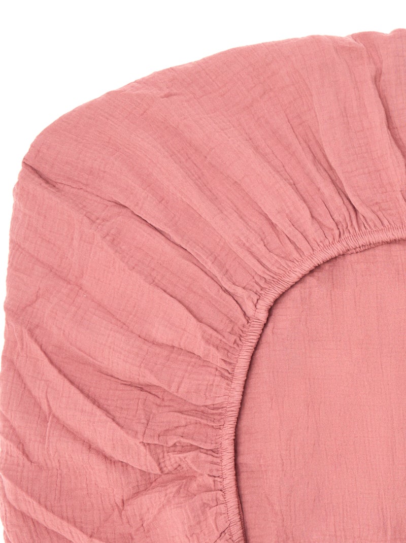 Drap housse en gaze de coton (160 x 200 cm) - Kiabi Home Rose - Kiabi