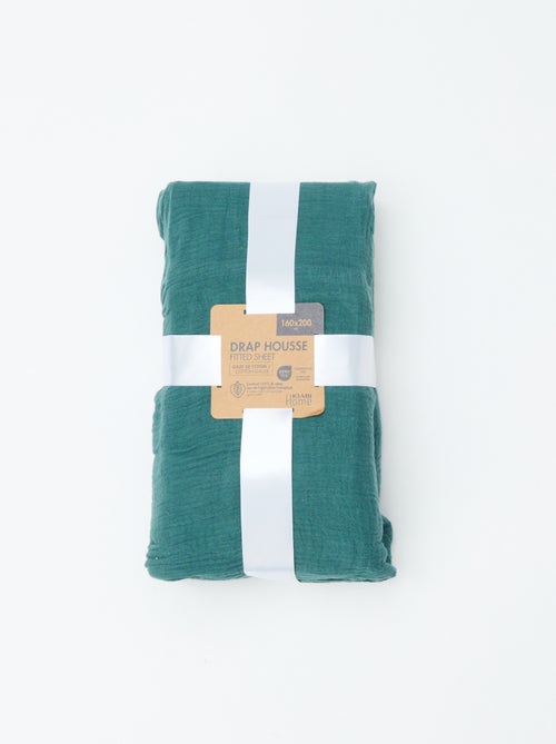 Drap housse en gaze de coton (160 x 200 cm) - Kiabi Home - Kiabi