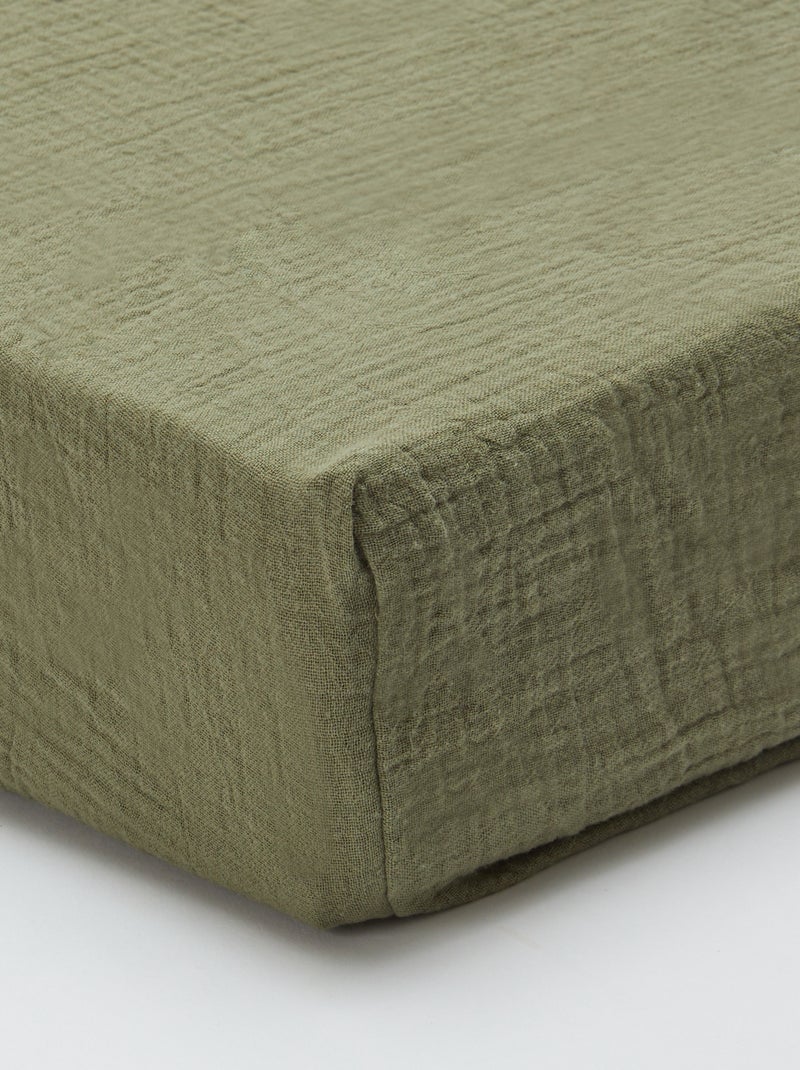 Drap housse en gaze de coton (160 x 200 cm) - Kiabi Home VERT - Kiabi