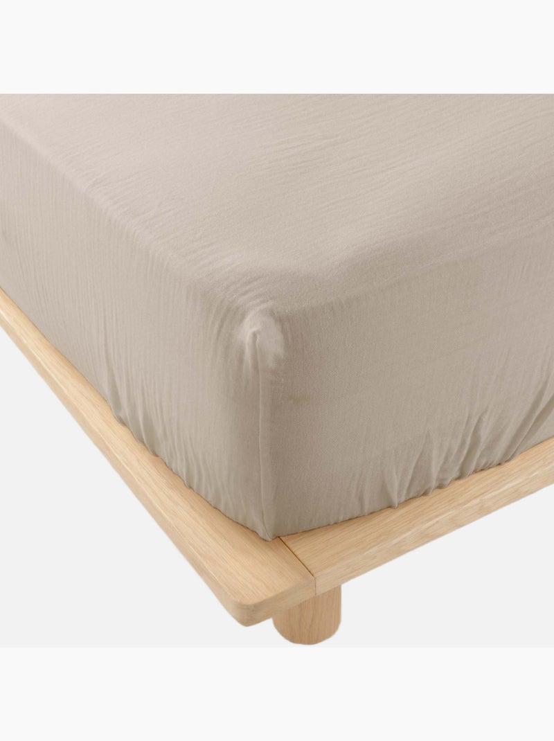 Drap Housse en gaze de coton ANGELIA Beige sable - Kiabi