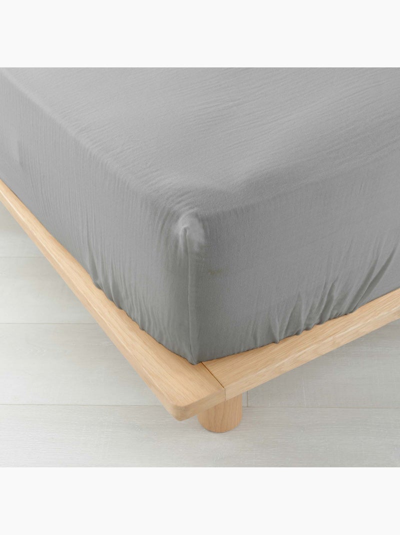 Drap Housse en gaze de coton ANGELIA Gris - Kiabi