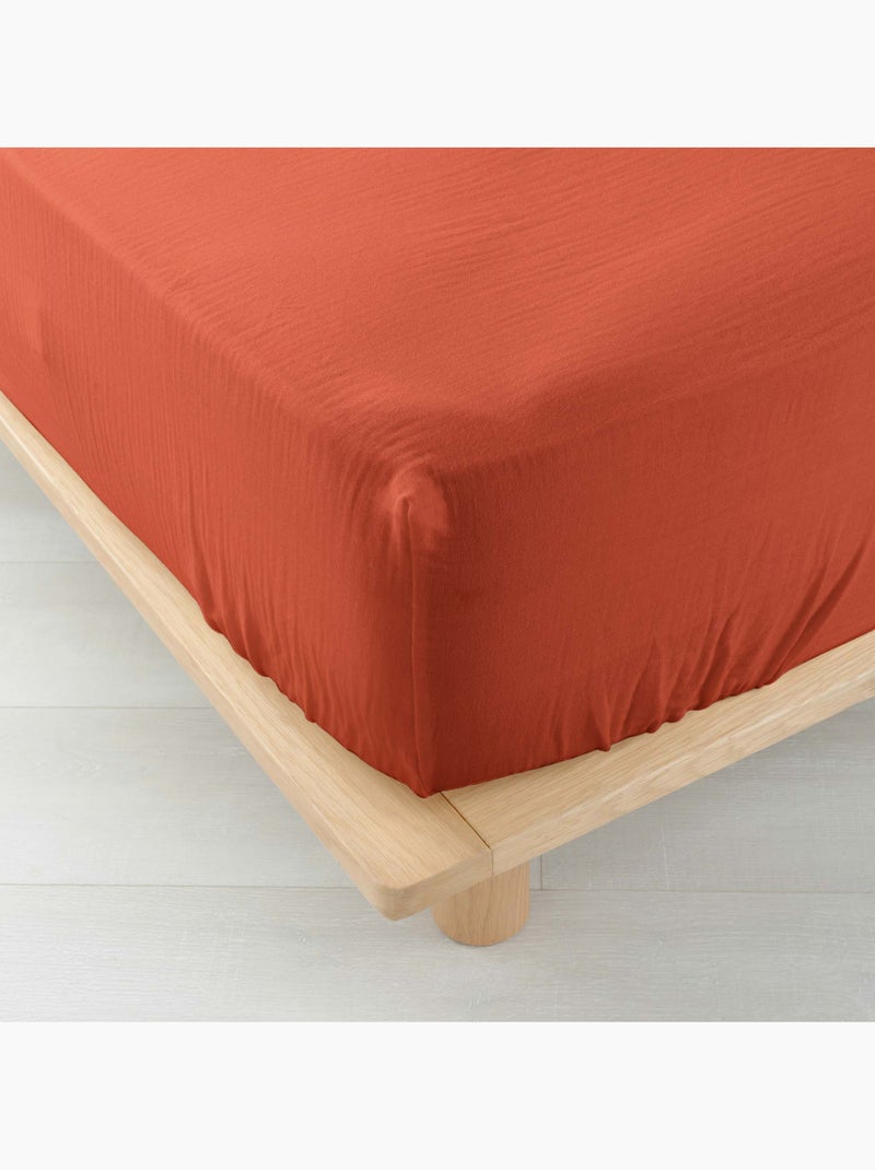 Drap Housse en gaze de coton ANGELIA Orange - Kiabi