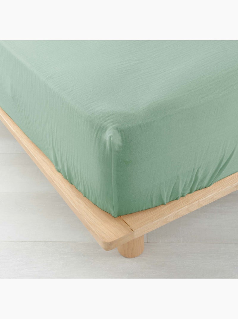 Drap Housse en gaze de coton ANGELIA Vert clair - Kiabi