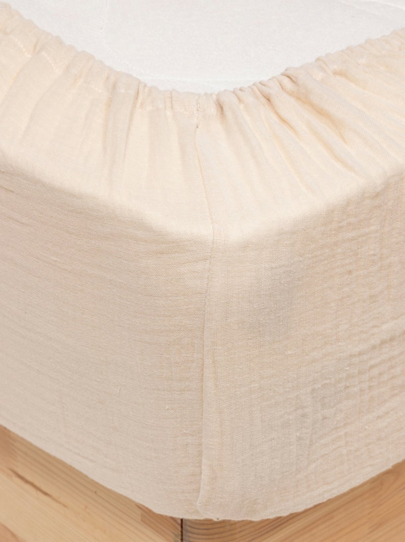 Drap housse en gaze de coton Beige - Kiabi