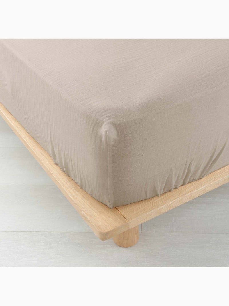 Drap Housse en gaze de coton Beige sable - Kiabi