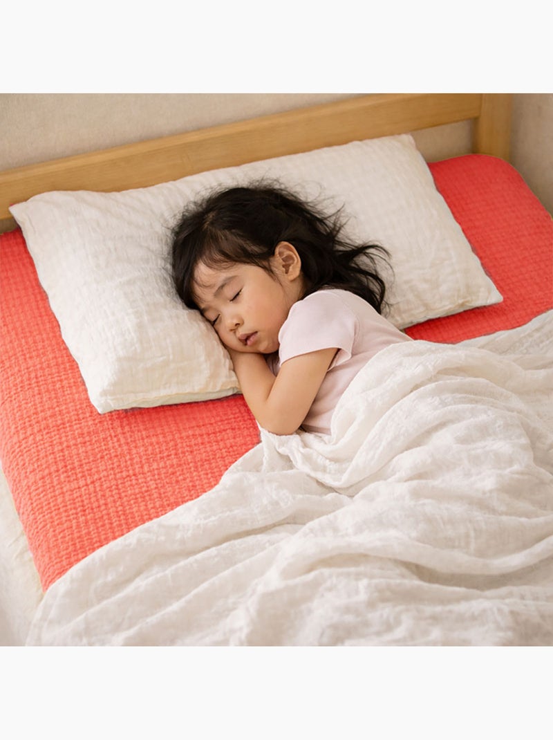 Drap Housse en Gaze de Coton Bio Fraise Rouge - Kiabi
