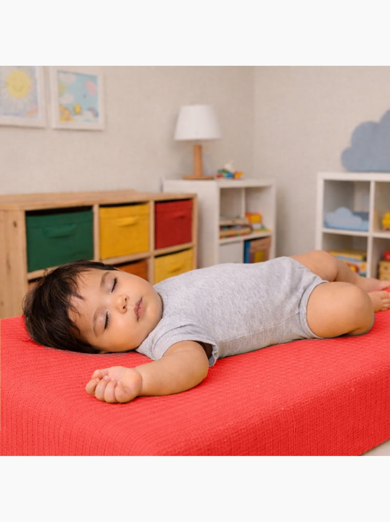 Drap Housse en Gaze de Coton Bio Fraise Rouge - Kiabi