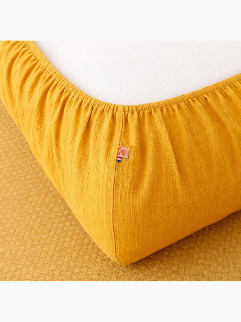 Drap Housse en Gaze de Coton Bio Honey Beige - Kiabi