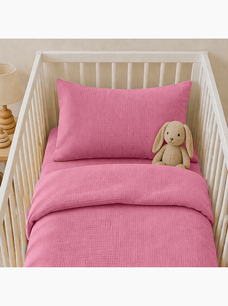 Drap Housse en Gaze de Coton Bio Rose - Kiabi
