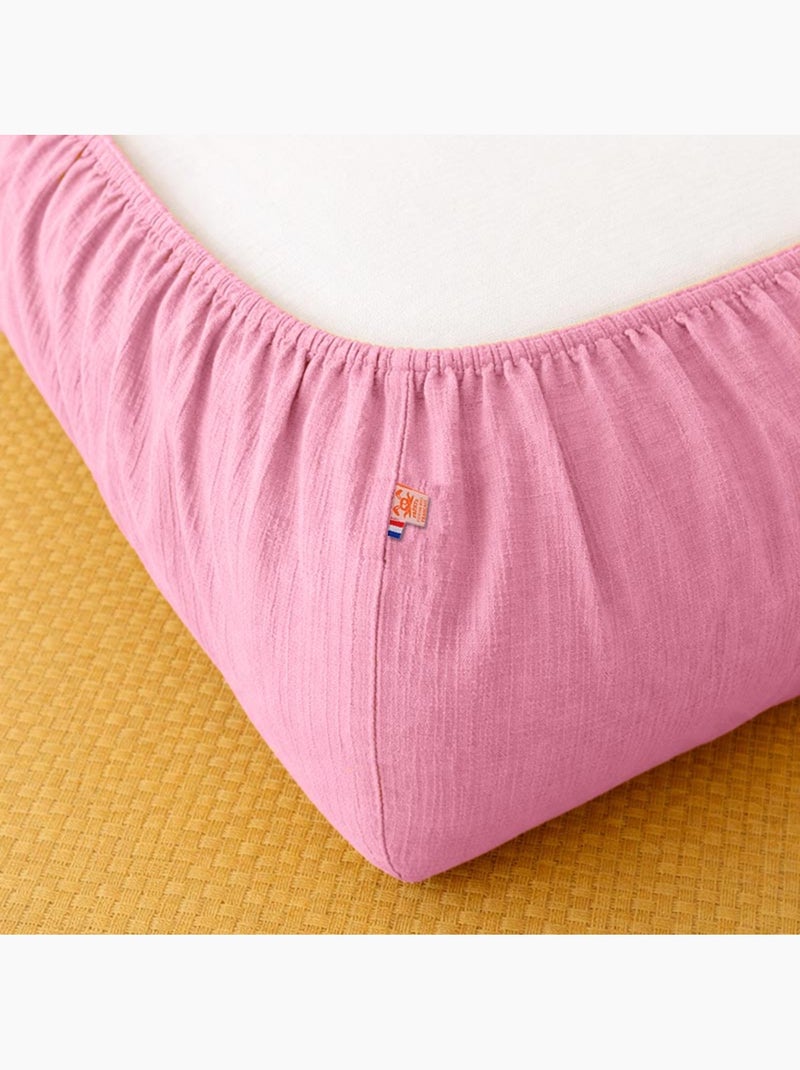 Drap Housse en Gaze de Coton Bio Rose - Kiabi