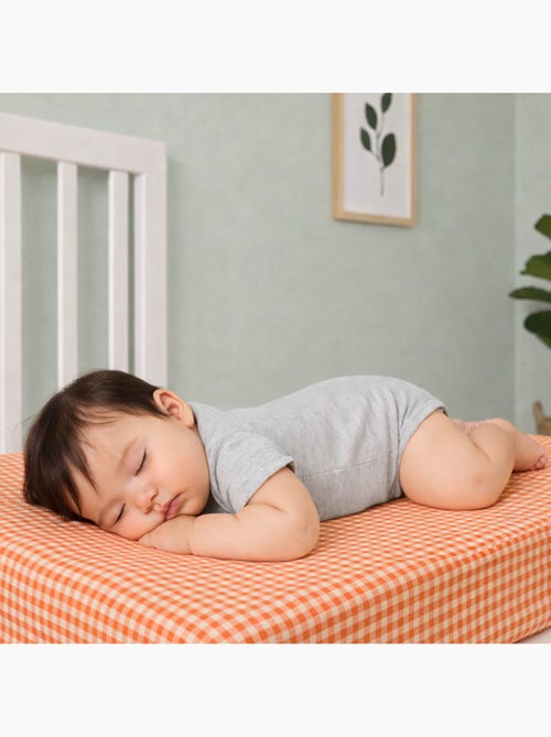Drap Housse en Gaze de Coton Bio Vichy - Kiabi