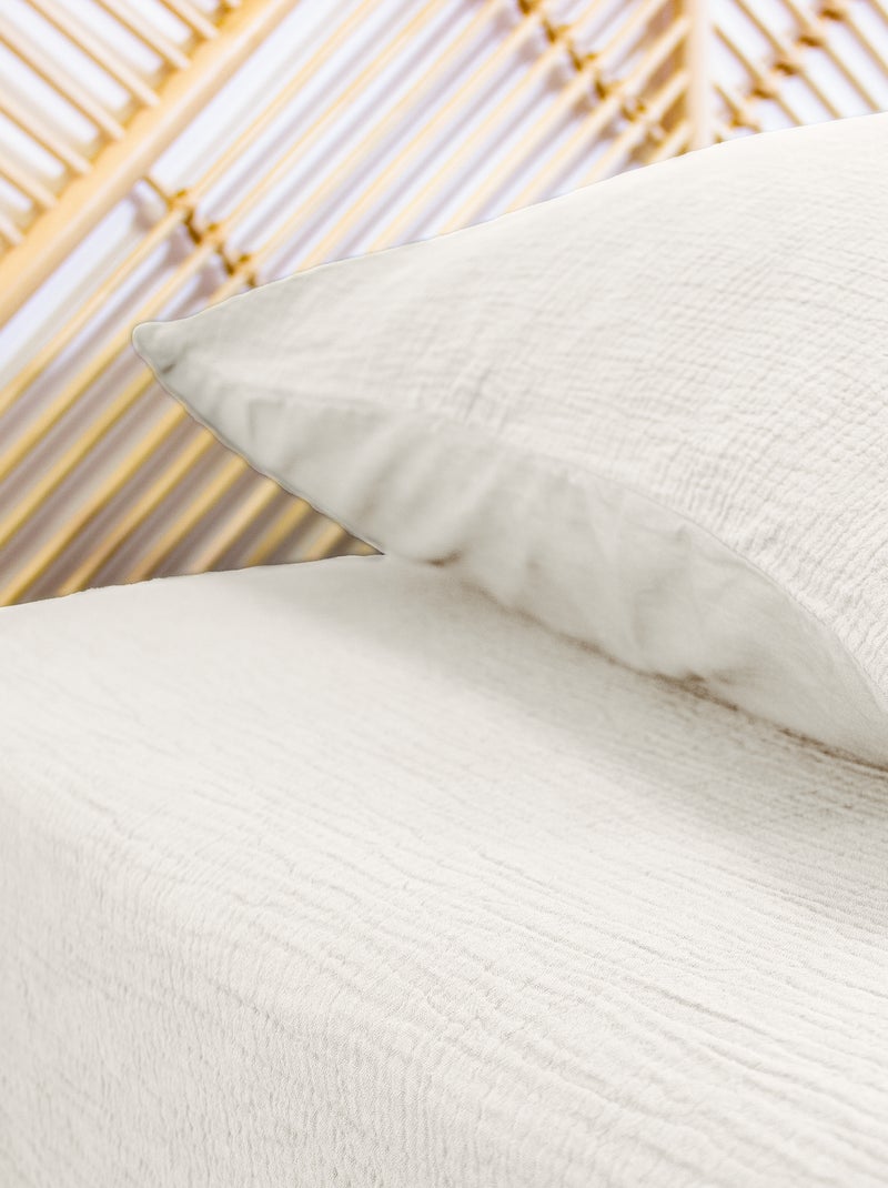 Drap housse en gaze de coton blanc - Kiabi