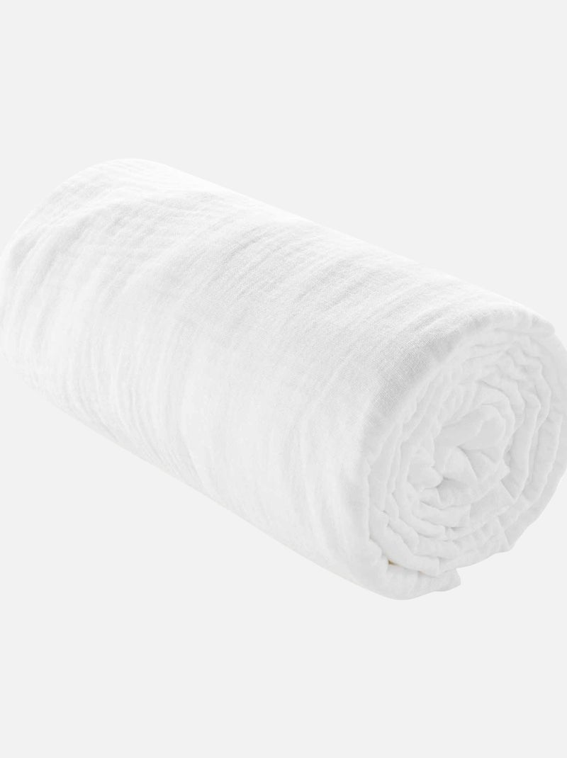 Drap Housse en gaze de coton Blanc - Kiabi