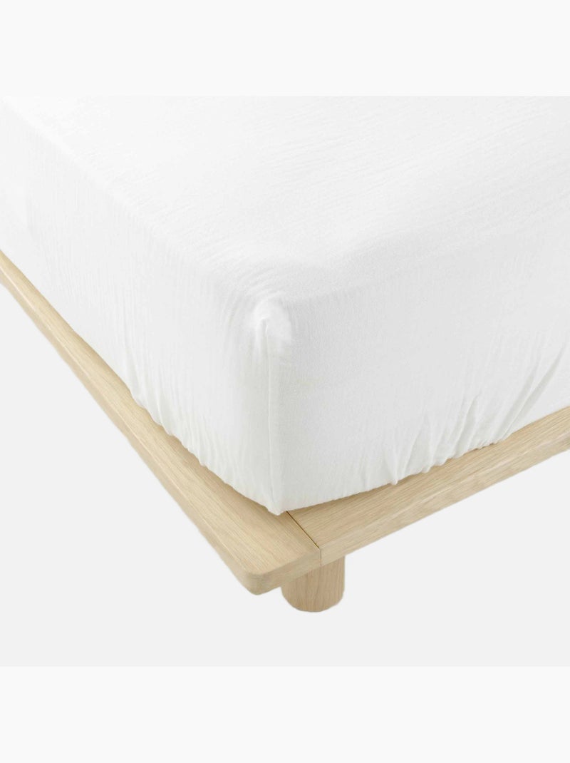 Drap Housse en gaze de coton Blanc - Kiabi