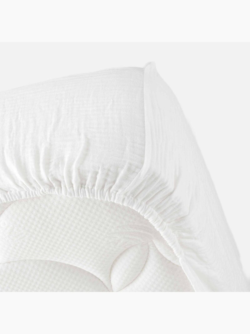 Drap Housse en gaze de coton Blanc - Kiabi