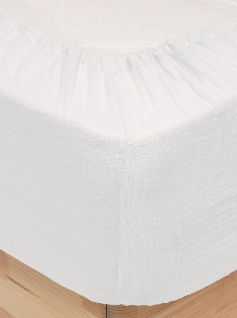Drap housse en gaze de coton Blanc - Kiabi