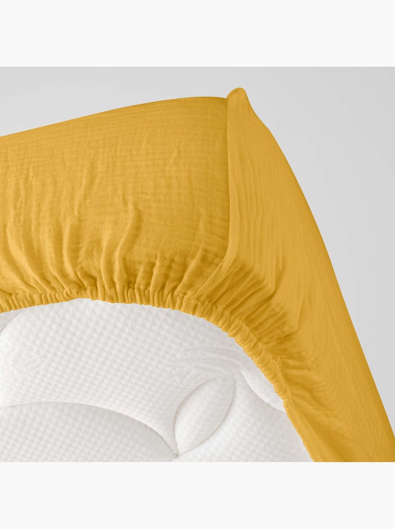 Drap Housse en gaze de coton Jaune - Kiabi