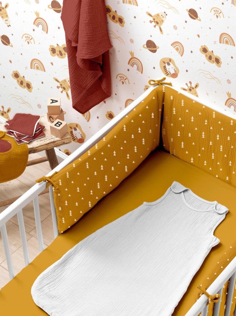 Drap housse en gaze de coton Jaune moutarde - Kiabi
