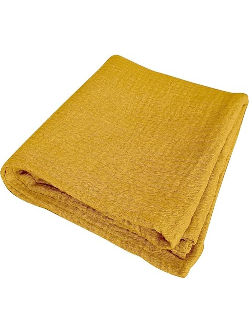 Drap housse en gaze de coton Jaune moutarde - Kiabi